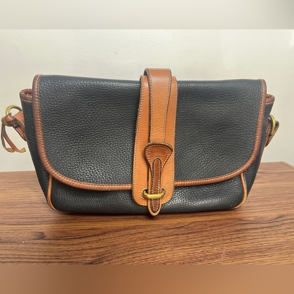 Vintage DOONEY & BOURKE Black All Weather Leather Purse Bag Equestrian NO STRAP - Picture 1 of 10